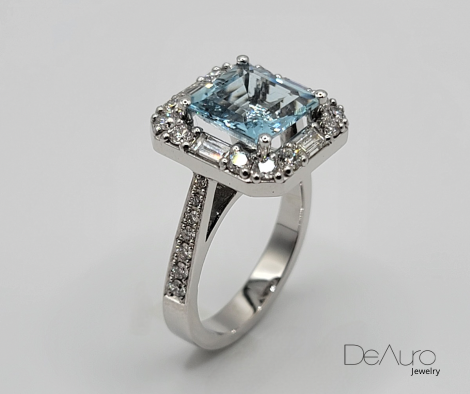 AQUAMARINE WHITE GOLD RING