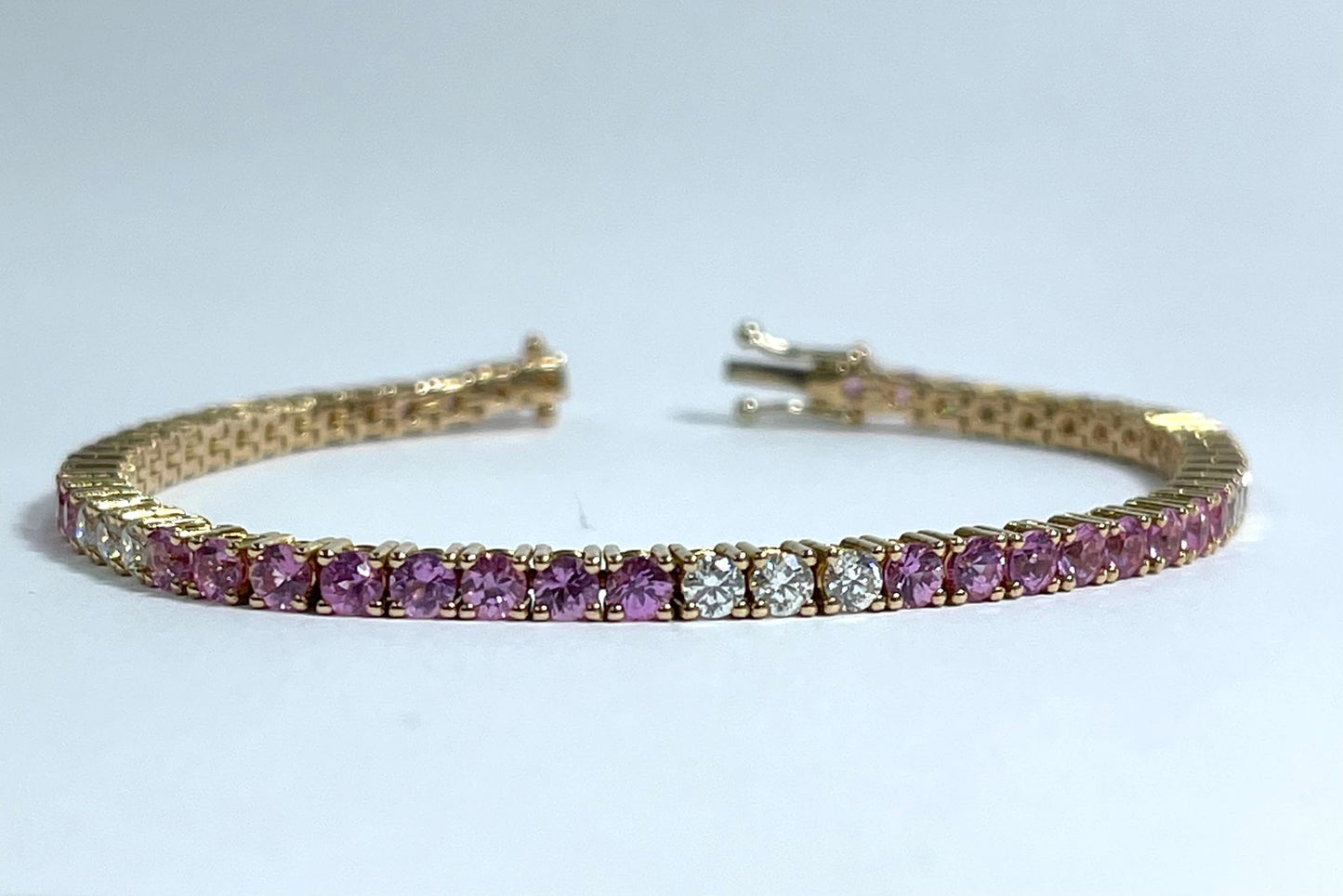 ROSE GOLD TENNIS BRACELET WITH SAPPHIRE AND DIAMONDS