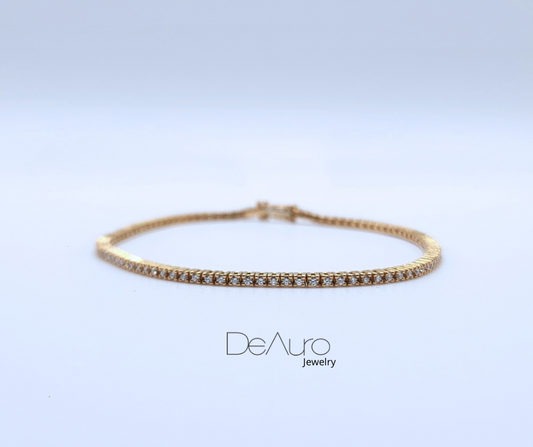 PULSERA DE TENIS DE ORO ROSA CON DIAMANTES