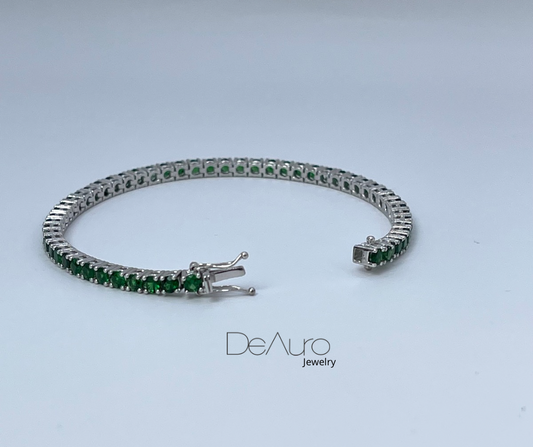 WHITE GOLD TENNIS BRACELET WITH TSAVORITES