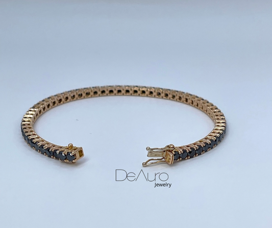 ROSE GOLD TENNIS BRACELET WITH BLACK DIAMONDS
