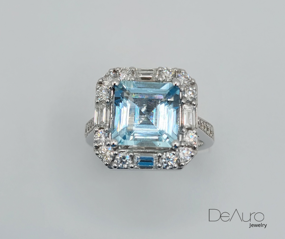 AQUAMARINE WHITE GOLD RING