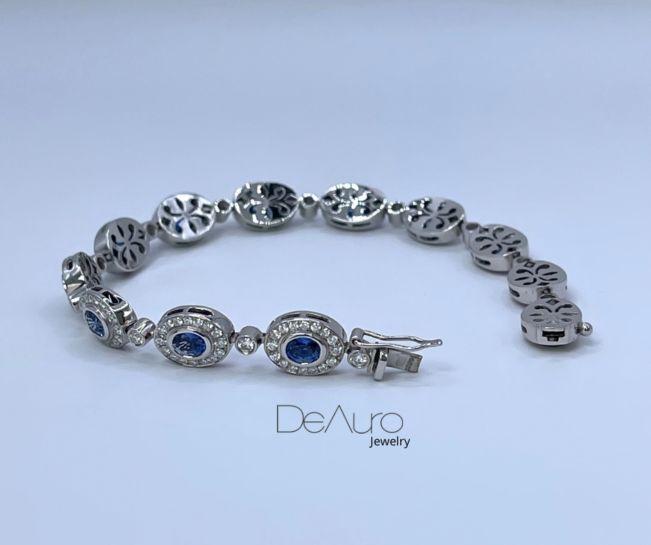 WHITE GOLD OVAL BRACELET WITH SAPPHIRES