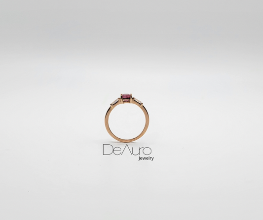 ANILLO DE ORO ROSA CON ESPINELA