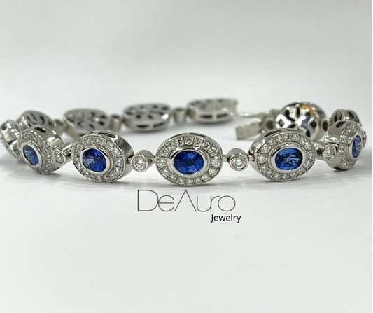 WHITE GOLD OVAL BRACELET WITH SAPPHIRES